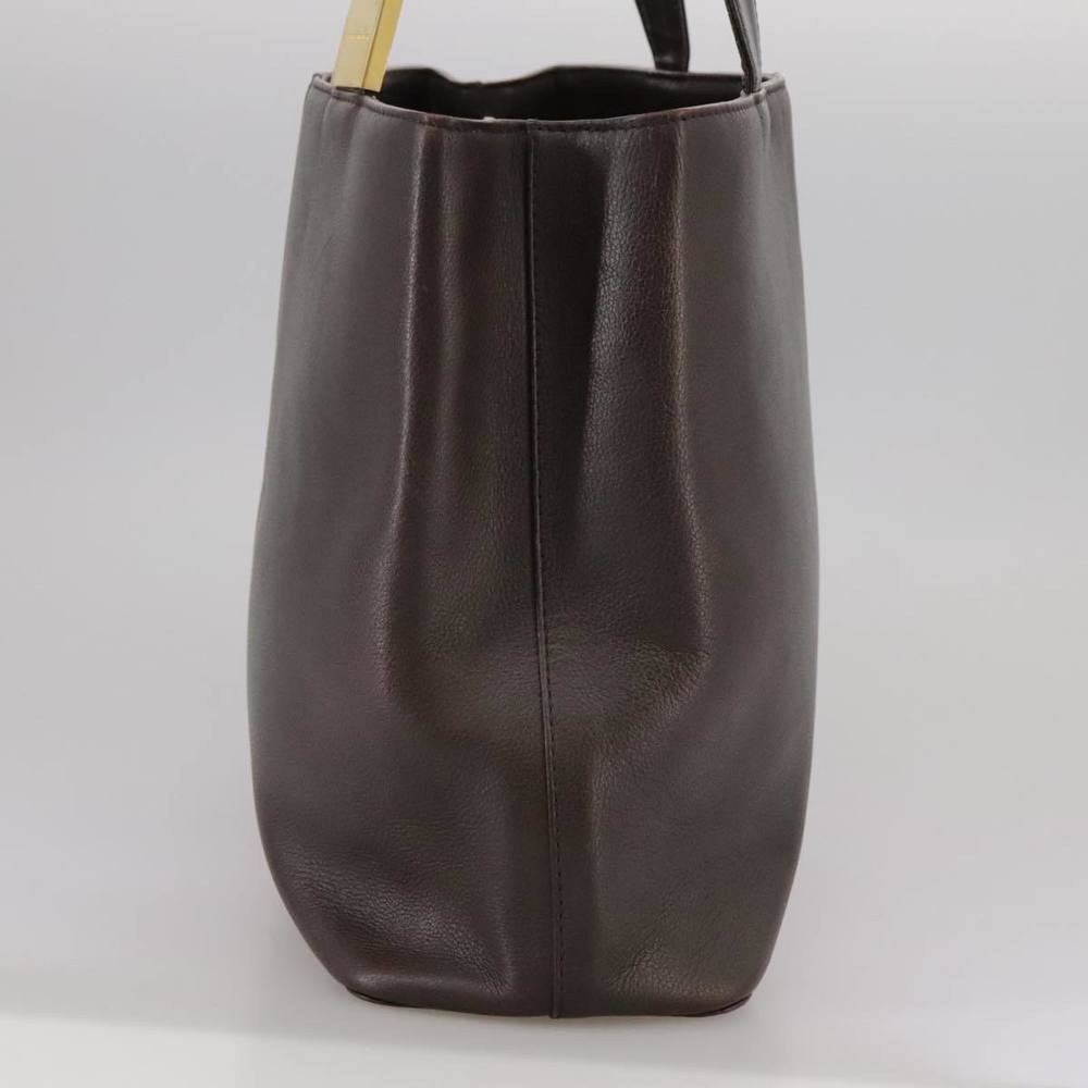 BURBERRY Tote Bag Leather Brown Gold Auth hk1954 - Picture 4 of 16